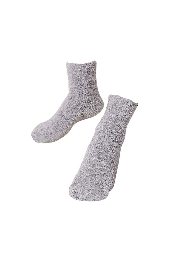 Mens Warm Bed Socks 1 Pair Thick Fuzzy Sleep Socks Grey 9.82.80.2in
