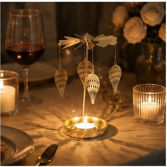 HOOWIFFY Rotating Candle Holder, Heat Activated Metal Tealight Carousel for Tabletop Centerpiece, Home Decor