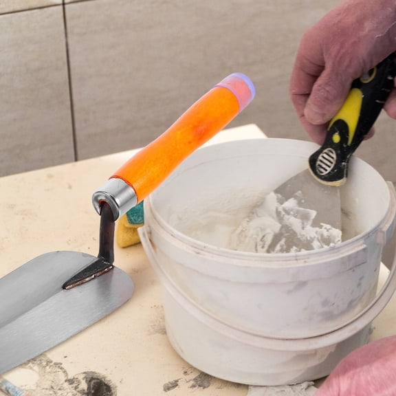 HOOWIFFY Wood Handle Stainless Steel Flat Trowel Metal Finishing Tool for Drywall and Concrete