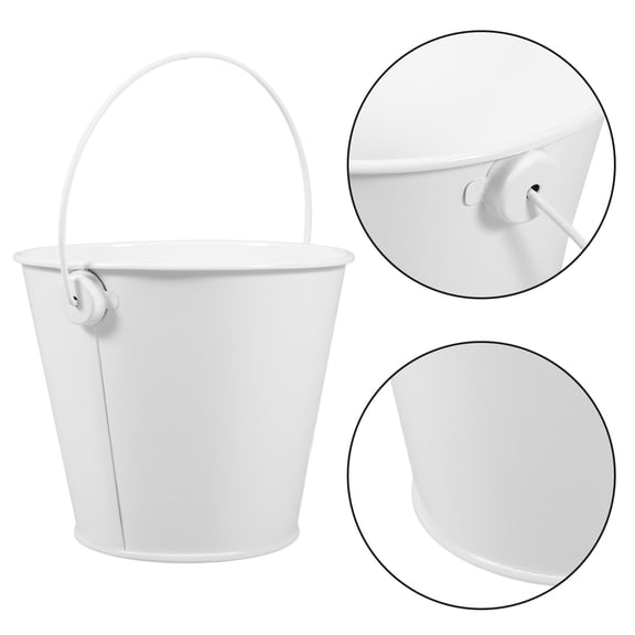 HOOWIFFY White Metal Bucket for Grease Collection with Handle Suitable for Home Grill Use