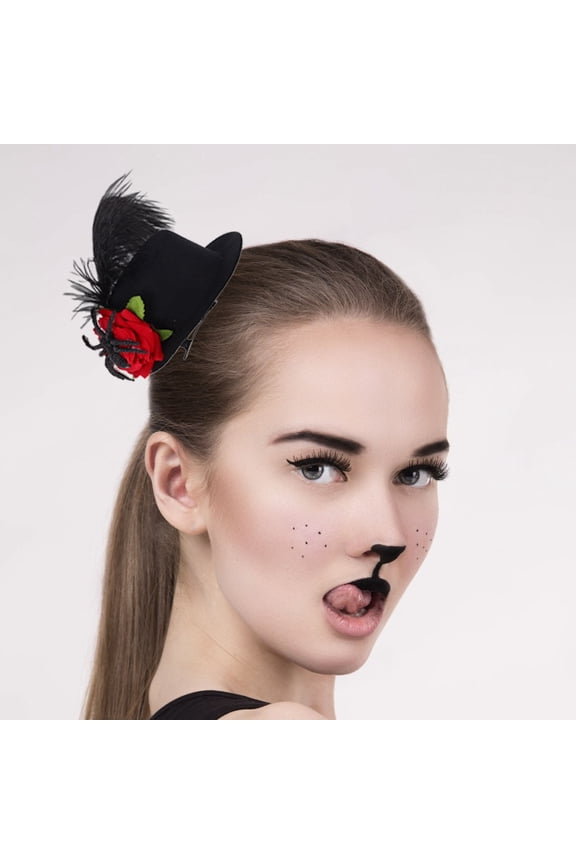 Mini Hat Hair Barrette Hair Accessory Black Plume 1Pack for Women at Ball