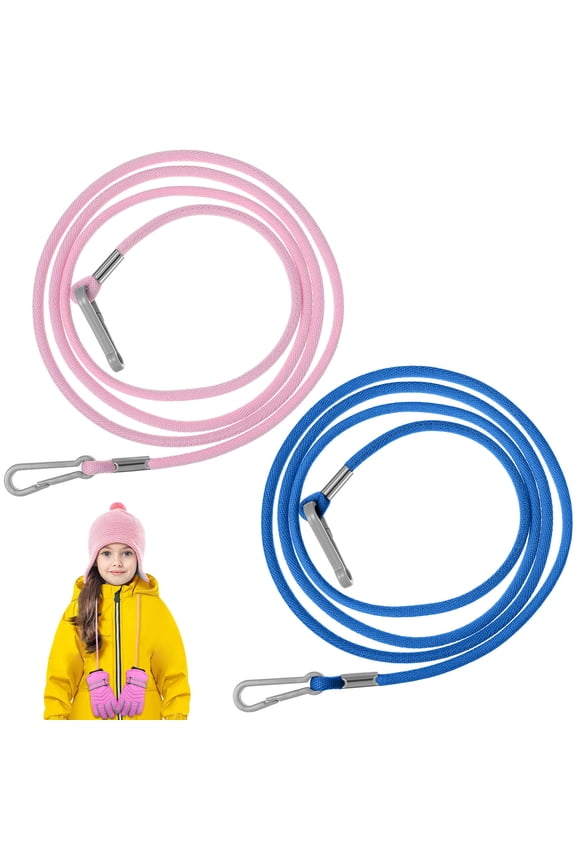 Mitten Clips Pink Nylon for Outdoor Use Elastic and Adjustable 2Pcs