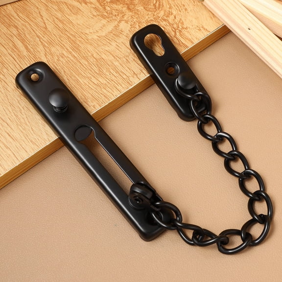 HOOWIFFY Modern Design Black Metal Door Chain Locks for Front Door and Balcony Windows