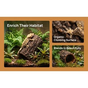 HOOWIFFY Moist Hide Reptile Tunnel with Natural Bark Texture for Climbing and Shedding