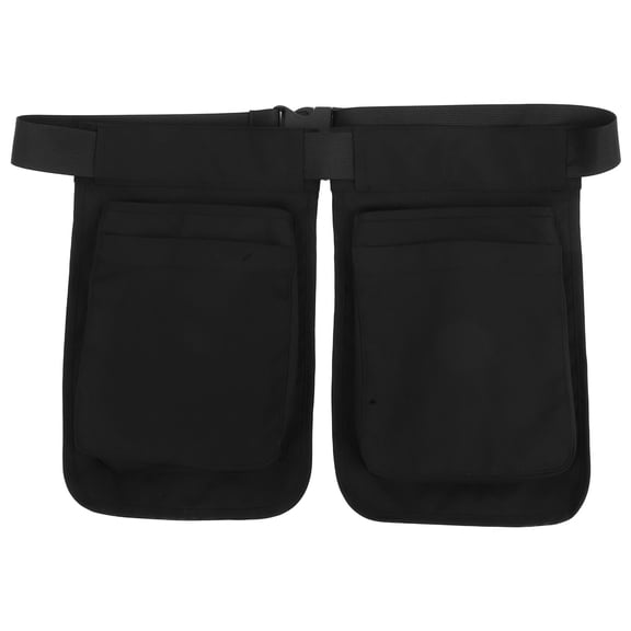 HOOWIFFY Server Apron with Buckle Waist Tool Pouch Black Polyester for Outdoor Work 1Pack