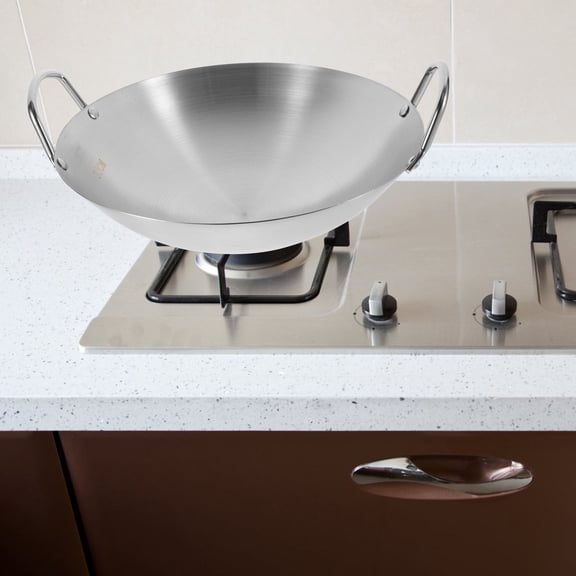 HOOWIFFY Multi Functional Plated Silver Frying Pan with Double Handle for Home Kitchen and Even Heating