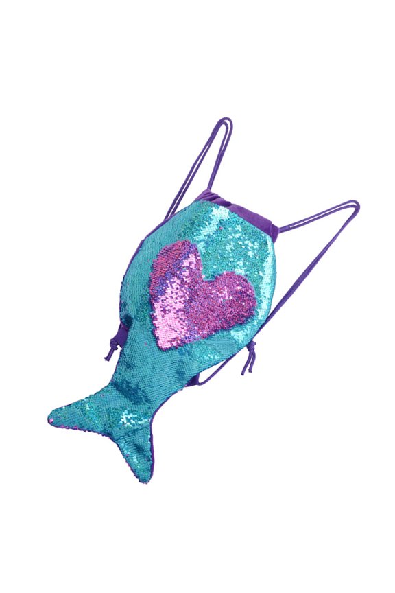 Multi Sequin Backpack Drawstring Closure Mermaid Tail Storage Bag for Gym Use