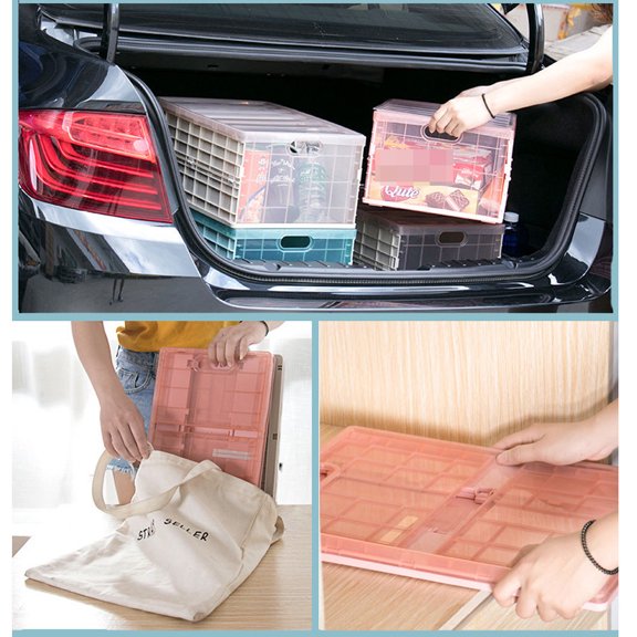 HOOWIFFY Multifunctional Plastic Storage Box Portable Foldable Container with Handle for Wardrobe and Office