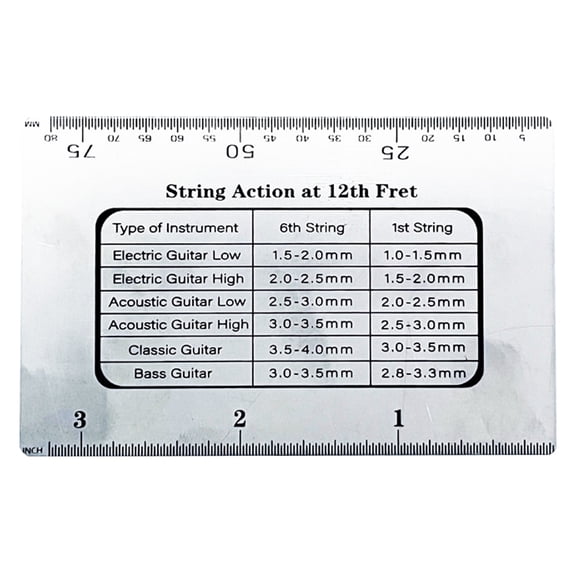 HOOWIFFY Multiuse Steel Guitar String Action Gauge Ruler for Acoustic and Electric Guitars