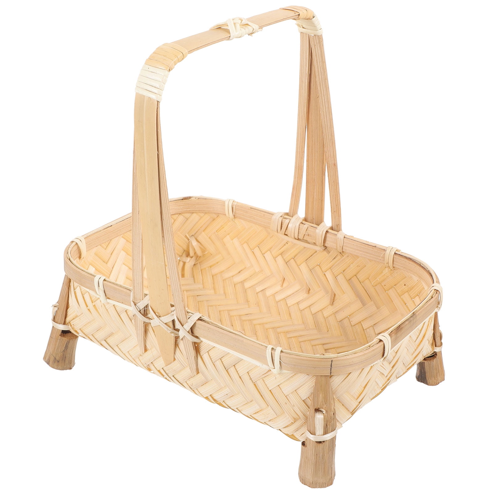 Sundronis HOOWIFFY Natural Beige Bamboo Storage Organizer Basket for Snacks ...