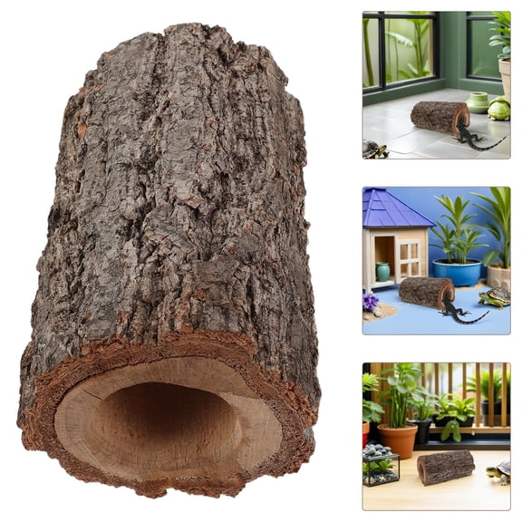 HOOWIFFY Natural Tree Trunk Reptile Hide Cave, Terrarium Shelter Decor for Turtles, , Snakes and Tortoises, Cage Accessory
