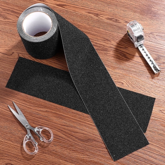 HOOWIFFY Non Skid Treads Tape 1 Roll Black PVC Adhesive Safety Tape for Decks