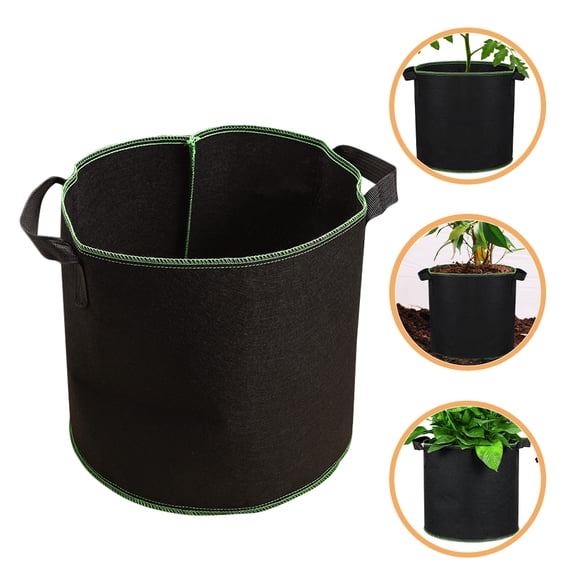 HOOWIFFY Non-Woven Round Bucket Vegetable Planting Bags 6Set Black for Gardening Enthusiasts 111110.2in