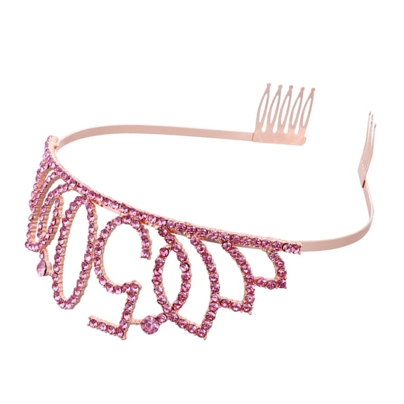 HOOWIFFY Pink Number Crown Elegant Birthday Cake Decoration Stylish Headdress Hair Accessory