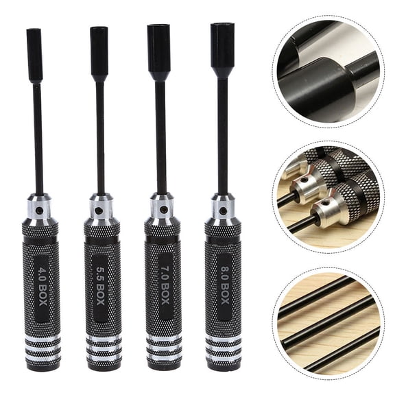 HOOWIFFY 4-Piece Nut Driver Set Steel Screwdriver Kit for RC Cars, Model Repair, Maintenance & Hand Tools