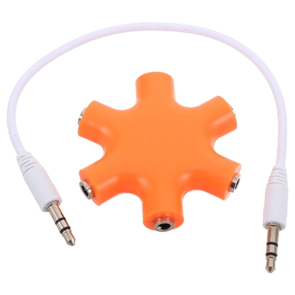 HOOWIFFY Orange Headphone Splitter Adapter Durable Portable for Smart Devices and Travel Plastic Alloy