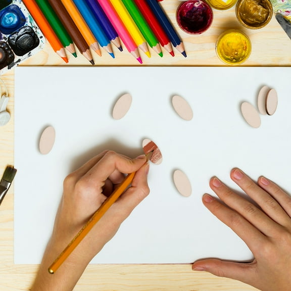 HOOWIFFY 200Pcs Unfinished Khaki Wooden Ornaments Smooth Craft Supplies for Home Decoration