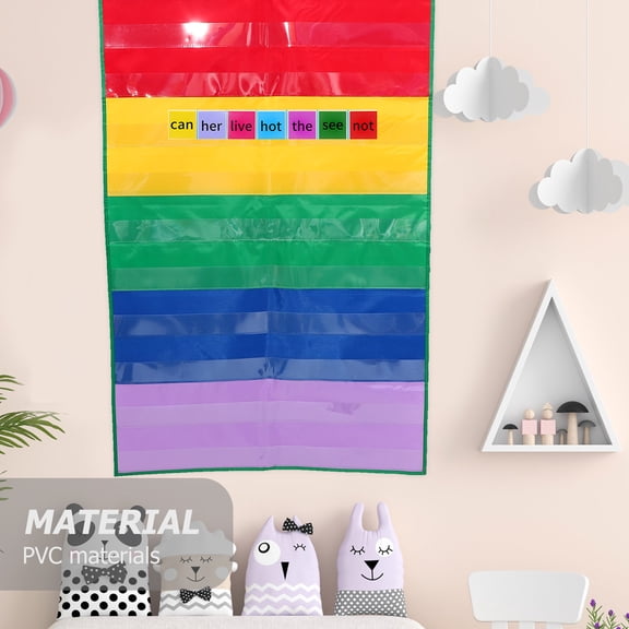 HOOWIFFY PVC Transparent Pocket Chart for Classroom Cards and Home Storage Organizer