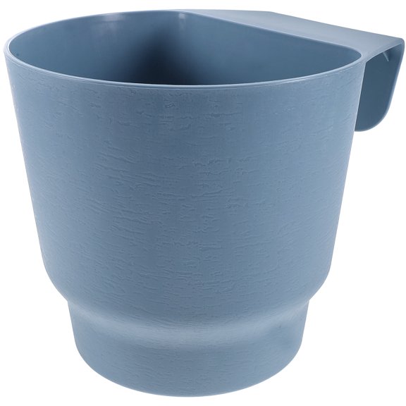 HOOWIFFY Sky-Blue Railing Flower Pot, Plastic Hanging Planter for Garden, Elegant Home Decor
