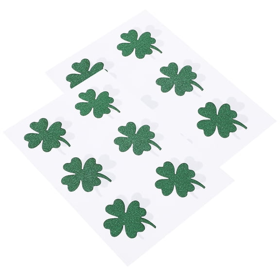 HOOWIFFY Patricks Day Shamrock Stickers Glitter Four Leaf Clover Stickers Green 24pcs/set