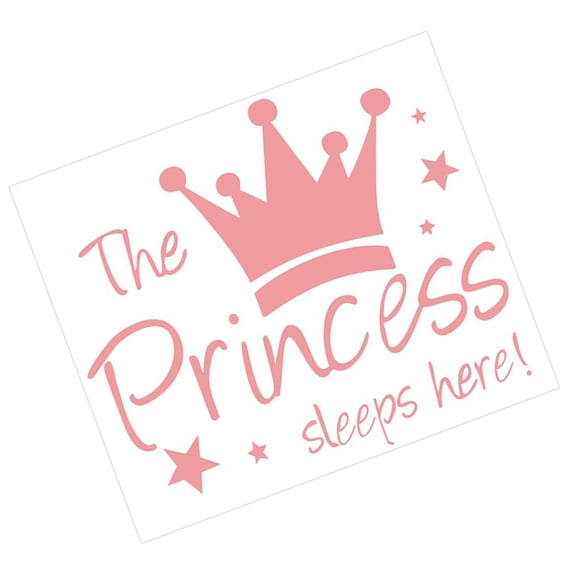 HOOWIFFY Pink Princess Crown Wall Decal Removable Self Adhesive for Living Room