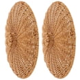 thumbnail image 1 of HOOWIFFY Plastic Hamper Lid Woven Storage Brown 2Set For Home Decor Style, 1 of 8