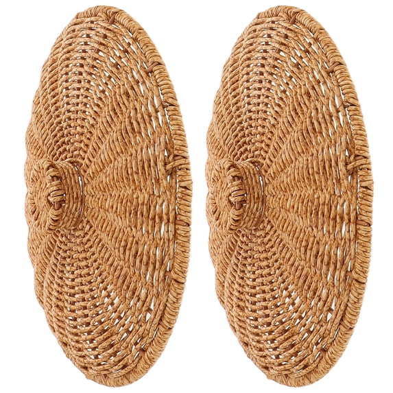 HOOWIFFY Plastic Hamper Lid Woven Storage Brown 2Set For Home Decor Style