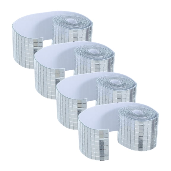 HOOWIFFY 4 Rolls Silver Fiberglass Self Adhesive Mirror Mosaic Sticker Rolls