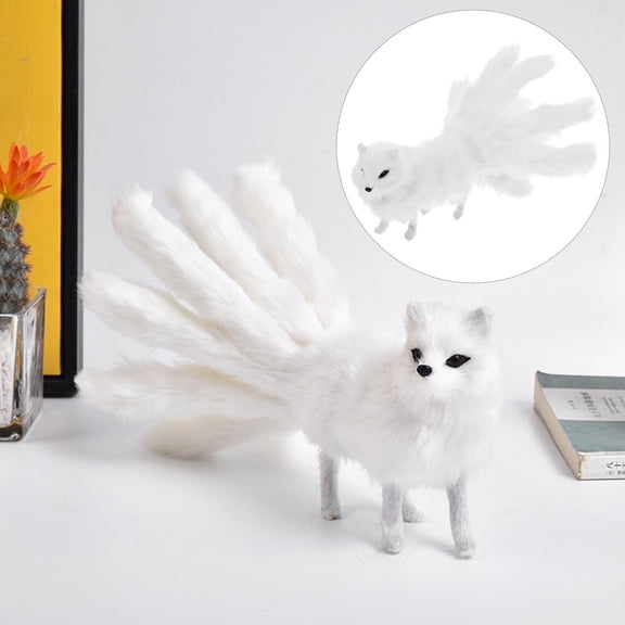 HOOWIFFY Cute Fox Figure Toy Plush Fox Shape White Plastic Home Ornament for Indoor Decoration 1Set