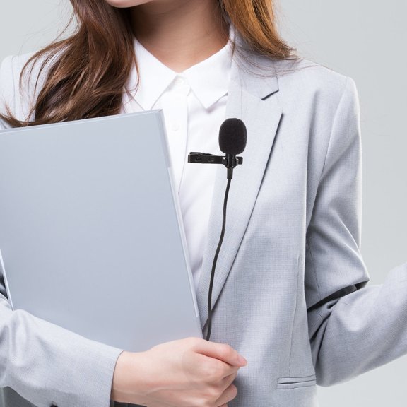 HOOWIFFY Portable Black Lapel Microphone for Live Streaming and Lecture Recording Compatible with Phone and Tablet
