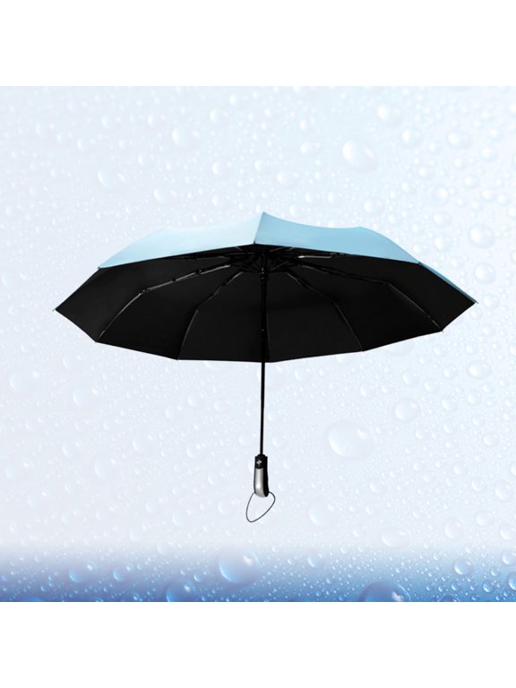 Fully Automatic Umbrella Blue Unisex Sun Protection Ten Bone Lightweight Portable