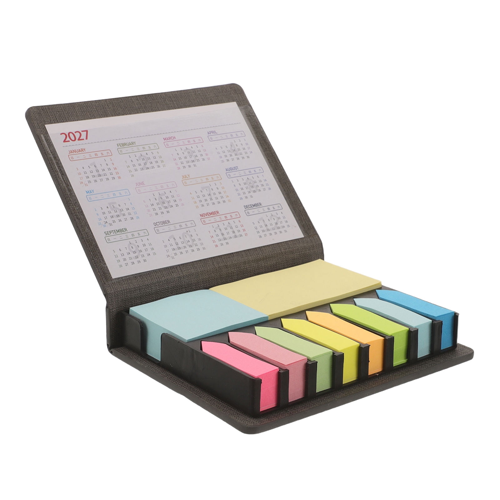 HOOWIFFY Portable Grey Memo Note Box with Sticky Index Tabs and Colored ...