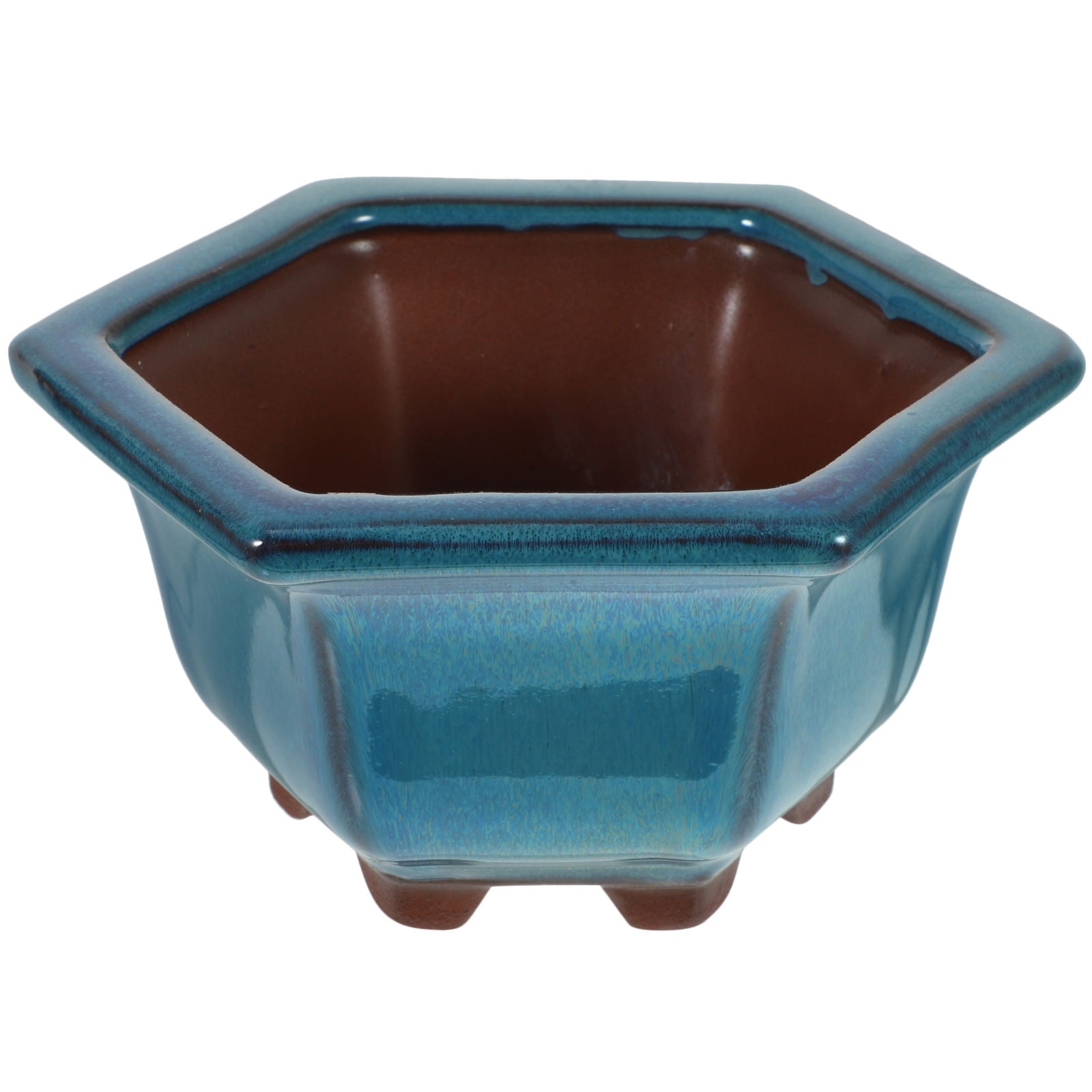 Caramic Pot HOOWIFFY Practical Blue Glazed Ceramic Plant Pot for Succulents and ...