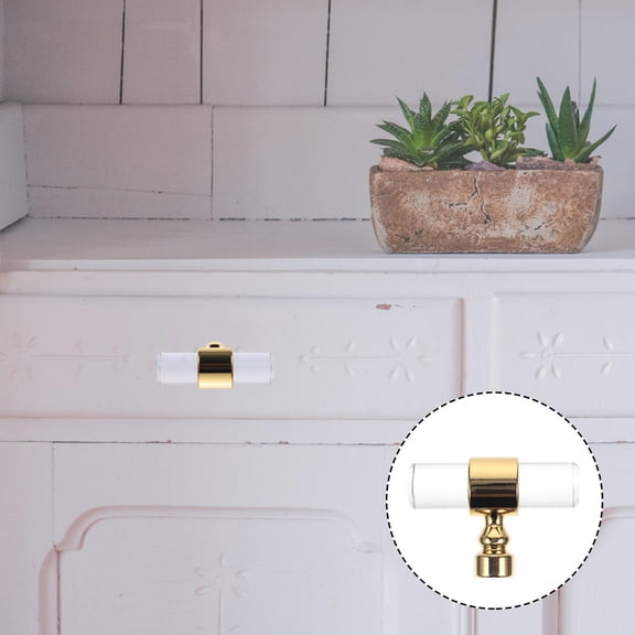 HOOWIFFY Durable Golden Acrylic T-Shape Handle, Elegant Drawer Knob for Home Furniture