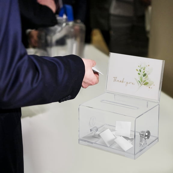 HOOWIFFY Professional Clear Acrylic Ballot Box with Lock for Donation Collection and Office Feedback
