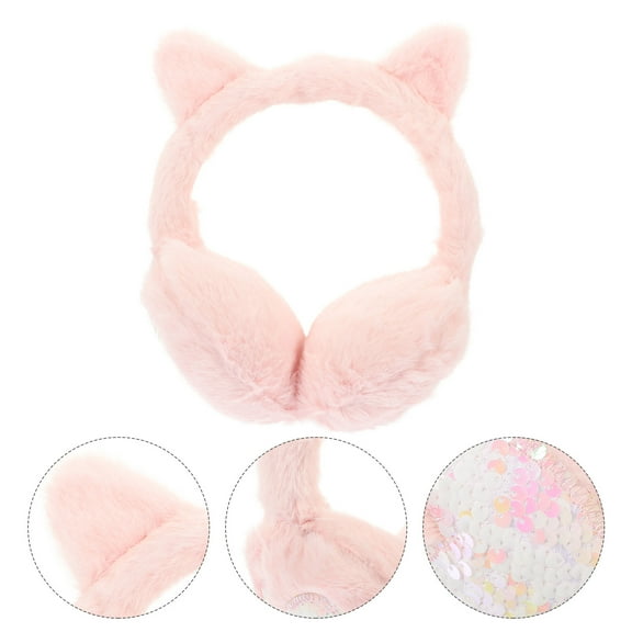 HOOWIFFY Pink Plush Winter Ear Muff, Soft Thermal Insulation for Home