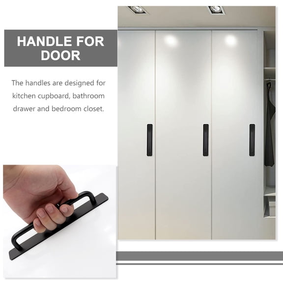 HOOWIFFY Black Aluminum Pull Door Handle 1-Pack for Living Room, Space-Saving Design