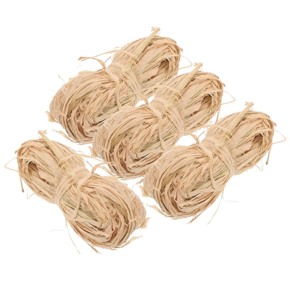HOOWIFFY Khaki Raffia Grass Packing Ribbon, 4 Bundles for Wrapping, Crafts, Floral Arrangements and Decorations