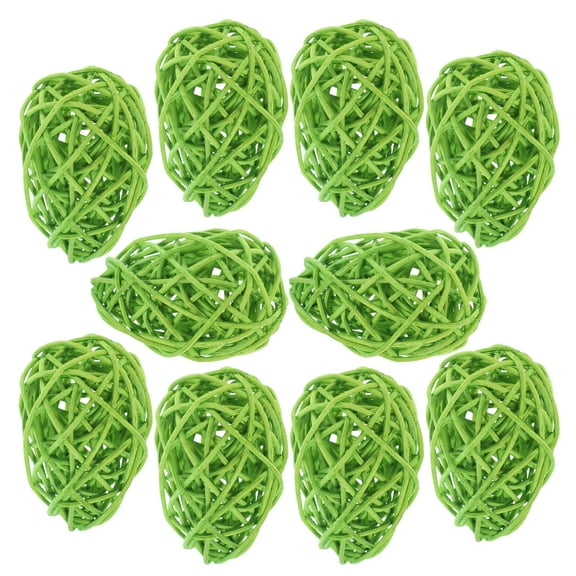 HOOWIFFY 10Pcs Green Decorative Easter Eggs Made of Rattan for Holiday Decor