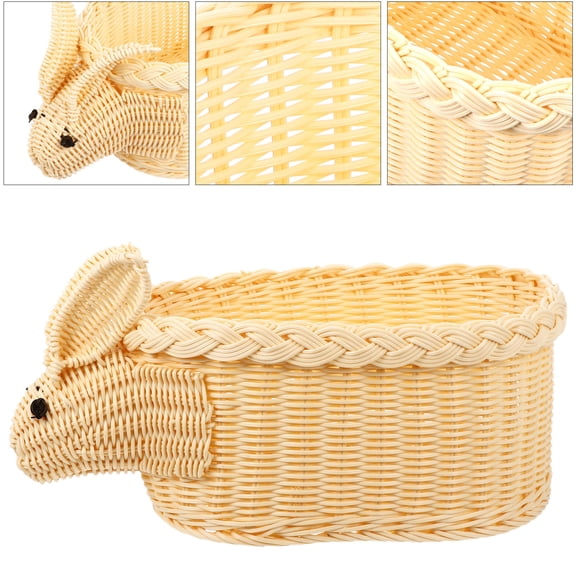 HOOWIFFY Rattan Weaving Storage Baskets Beige 36x21x15cm for Easter Use 1Pack