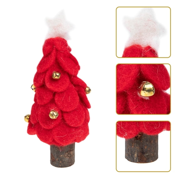 HOOWIFFY Desktop Tree Felt Christmas Tree Figurine Red Wool Felt 1Pack