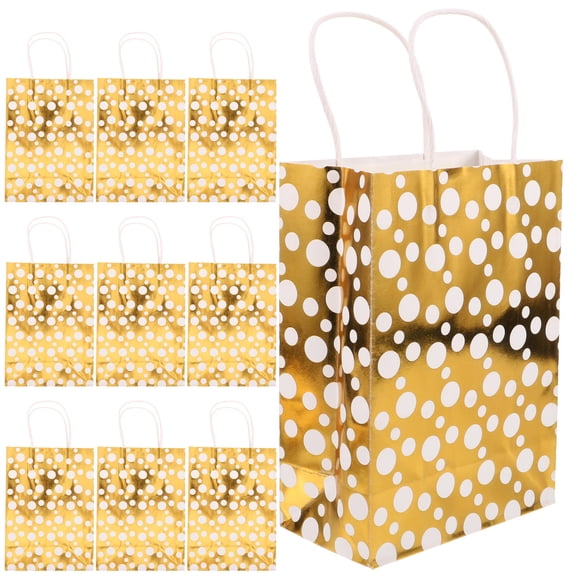 HOOWIFFY Red Round Dot Pattern Paper Bags For present Giving Multi-purpose 10Pcs 8.45x5.89x3.14in