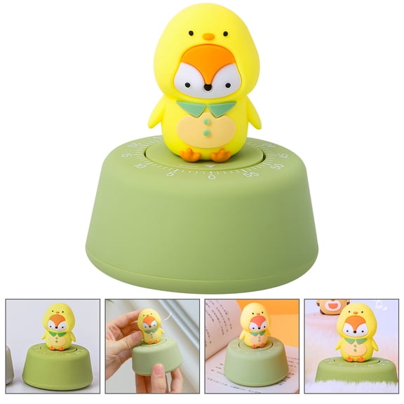 HOOWIFFY Rotary Mechanical Kitchen Timer Green Cute Animal Design Visual Timer for Cooking and Tasks