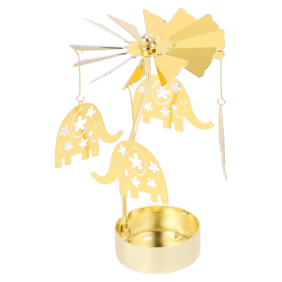 HOOWIFFY Rotating Candle Holder Metal Carousel Table Centerpiece Gold Decorative Candle Stand