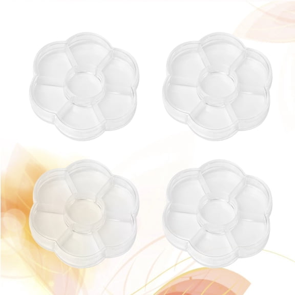 HOOWIFFY 4PCS Round Multi-Compartment Plastic Desktop Storage Boxes for Office, Home, and Craft Supplies Organization