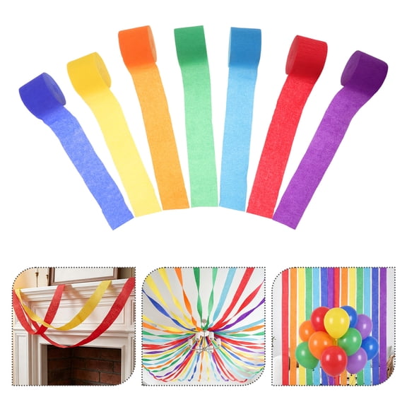 HOOWIFFY Assorted Color Ruffled Crepe Paper Streamers for Party Backgrounds