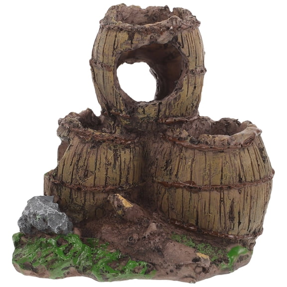 HOOWIFFY Betta Fish Hiding Out Aquarium Decor Fish Hiding House Brown Resin 1Pcs