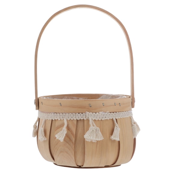 HOOWIFFY Rustic Willow Flower Basket with Handle, Hand-Woven Basket for Dried Flowers