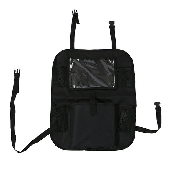 HOOWIFFY Seat Back Organizer Car Bag with Anti Kick Protector Auto Seat Protector Black PVC Material