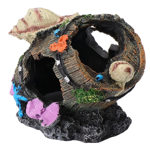 HOOWIFFY Shell Barrel Aquarium Decor Assorted Color Resin Fish Tank Ornament for Visual Appeal and Habitat